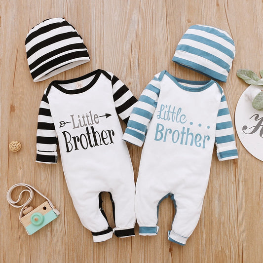 2Piece Winter Cotton Baby Boy Clothes Set Long Sleeve Romper+Hat Letter Print Kids Clothing for Newborn Fall Baby Outfits D30