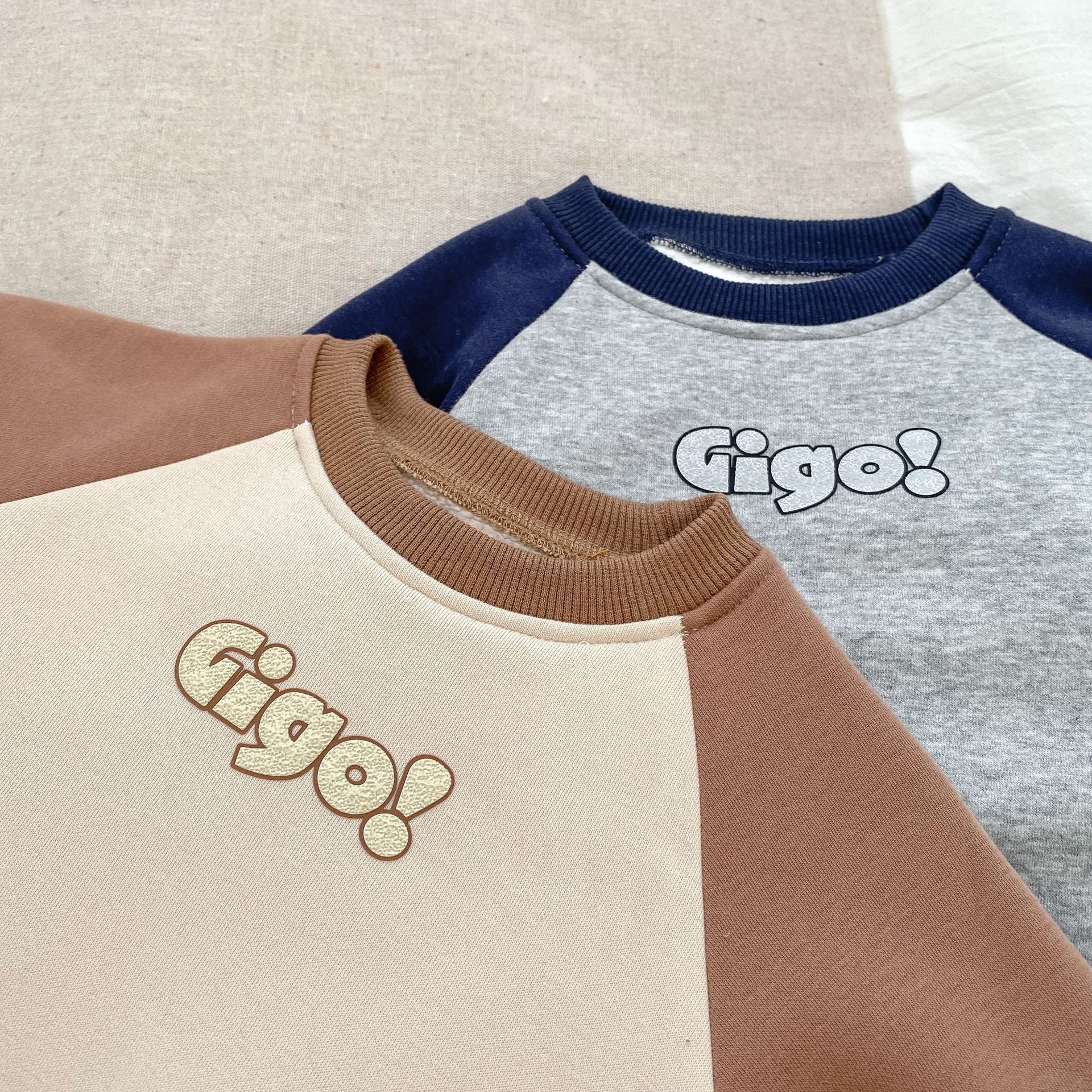 Baby Boy Alphabet Thicken Long-Sleeved Combo Long Pants Sets In Winter