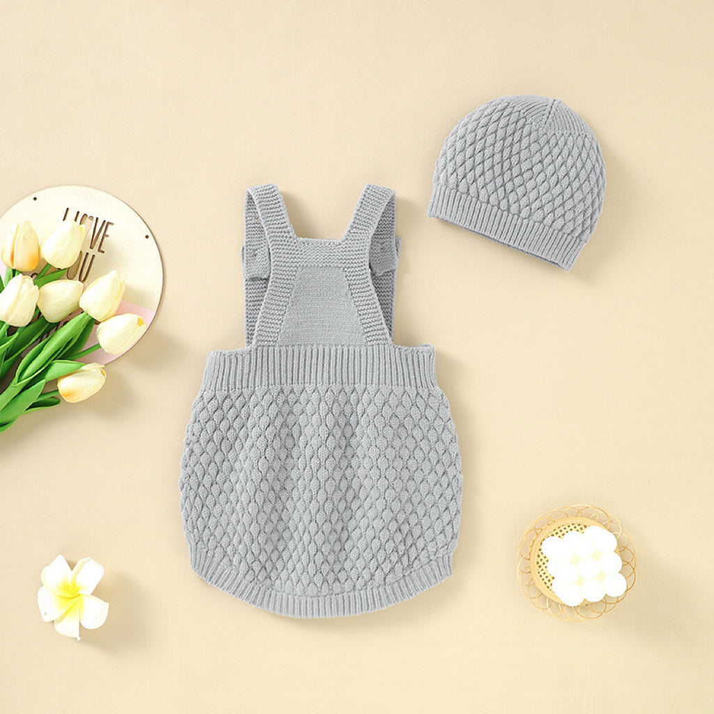 Baby  Solid Color One Piece Sling Onesies With Hat